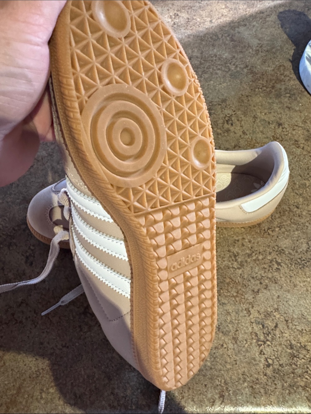 adidas Women's Sneakers in Blush Pink with White Stripes - Picture 3 of 4